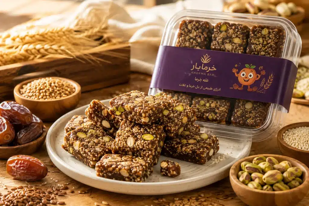 غله خرما؛ میان وعده سالم برای مدرسه تهیهشده از خرما، غلات برشته، کنجد، بذر کتان و مغزها